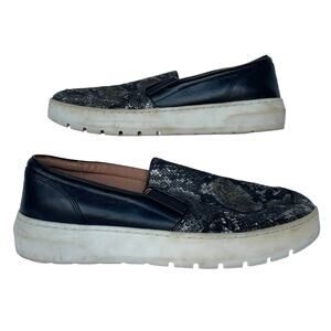 Women's Vionic Dinora Black Boa Platform Slip-On Casual Leather Sneaker Shoes 10